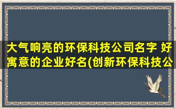 大气响亮的环保科技公司名字 好寓意的企业好名(创新环保科技公司——凝聚力保护环境)